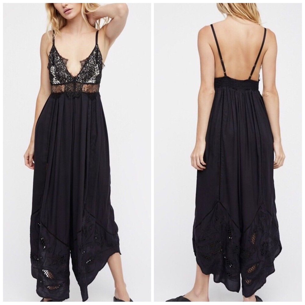 Free People Wild Eyes Lace Cutout Embroidered Jumper Size XS